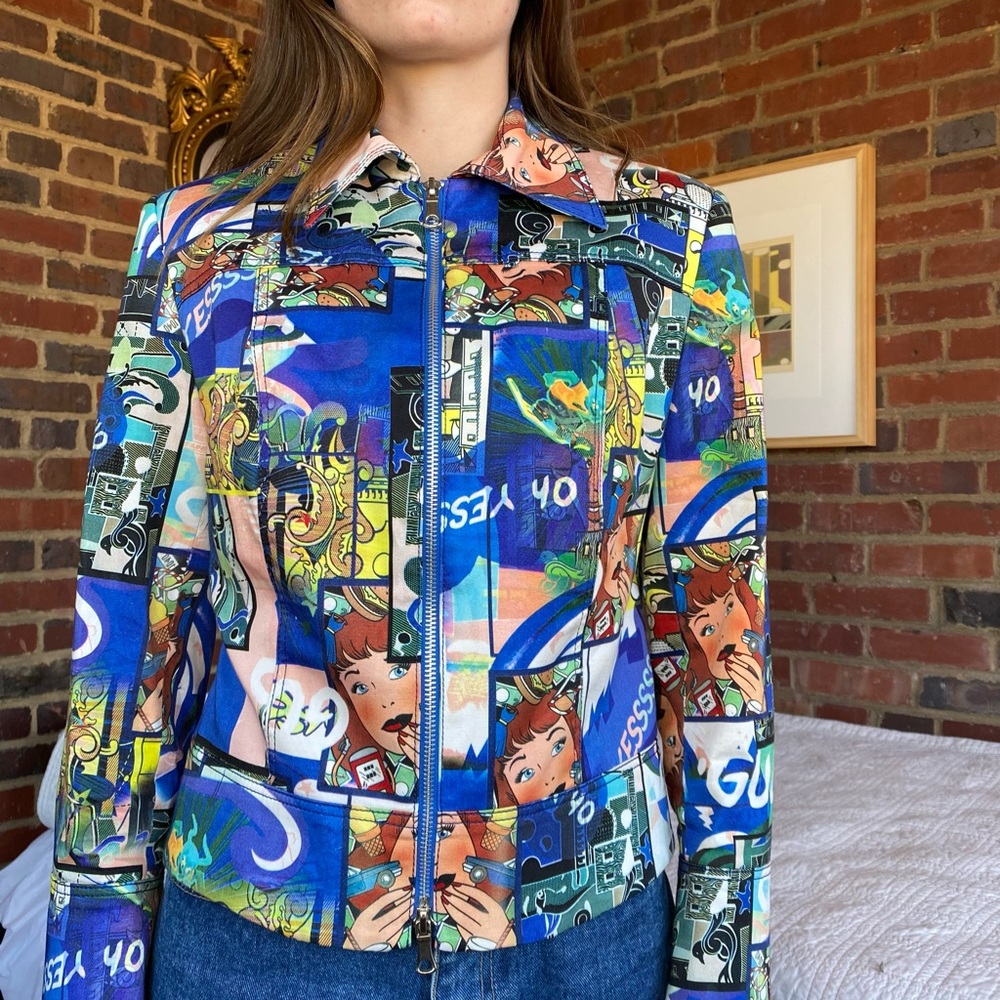 Alberto Malaki Art Deco zip up blazer with flare sleeves